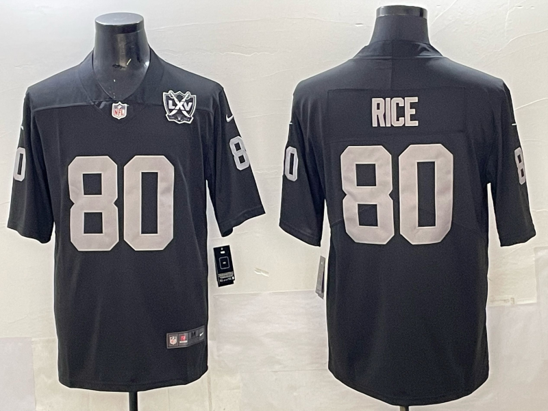 Men Oakland Raiders 80 Rice black Nike Limited 2025 NFL Jersey 003